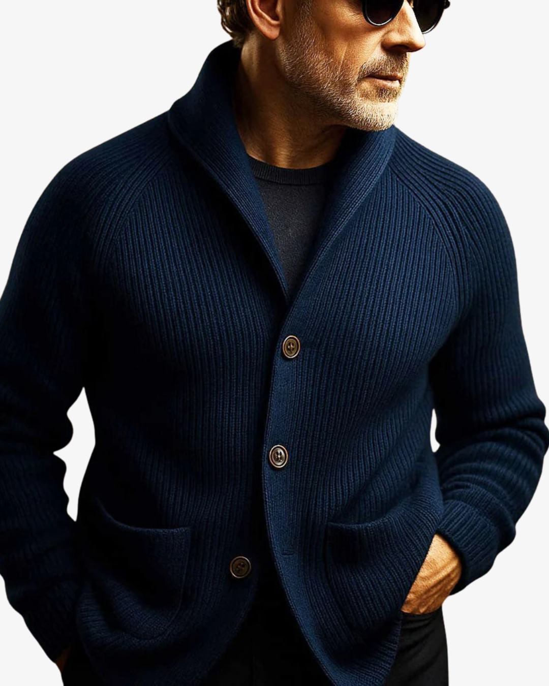 James | Tailored Button-Front Knit Cardigan