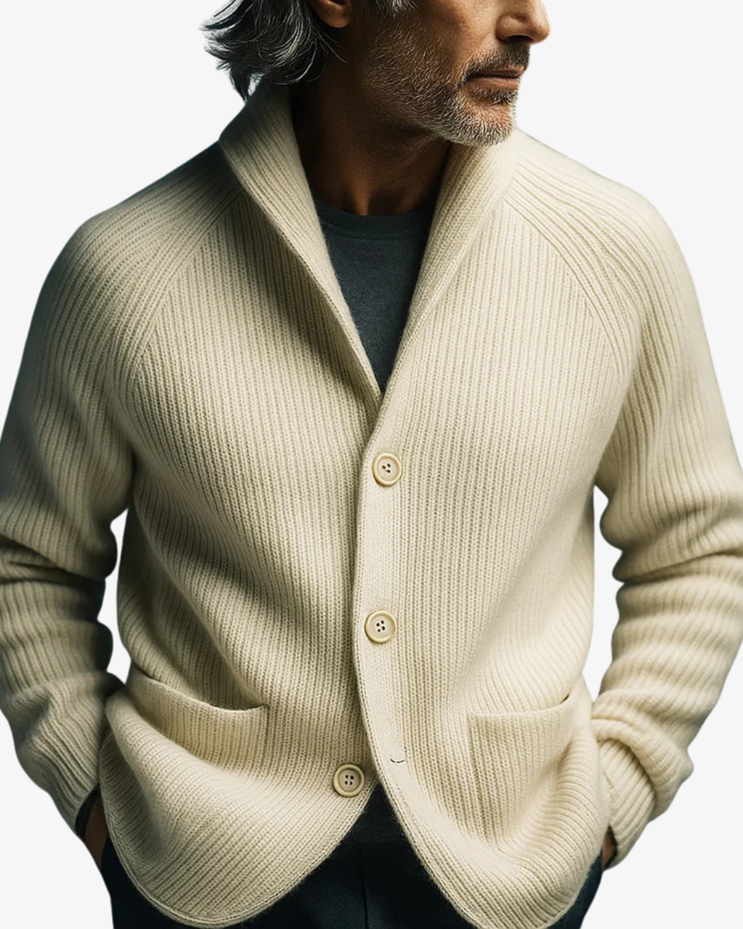 James | Tailored Button-Front Knit Cardigan