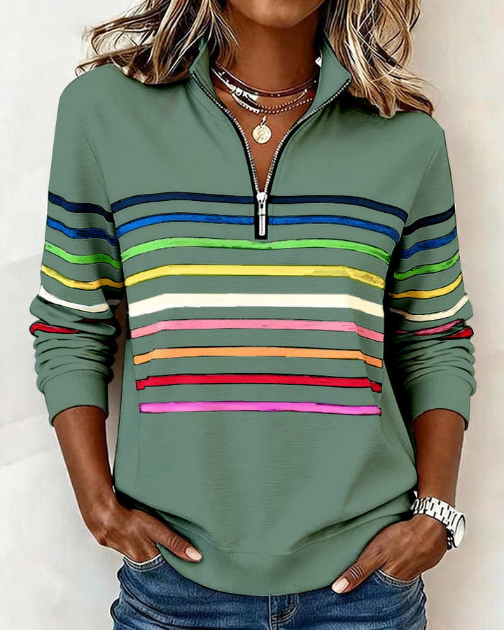 Madison | Rainbow Stripe Half-Zip Sweatshirt