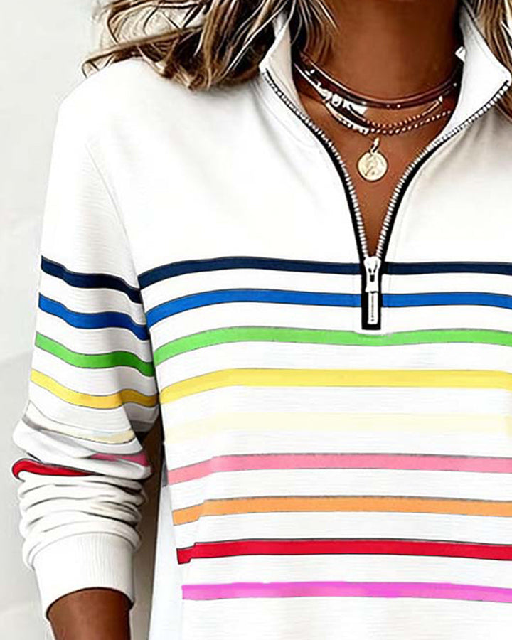 Madison | Rainbow Stripe Half-Zip Sweatshirt