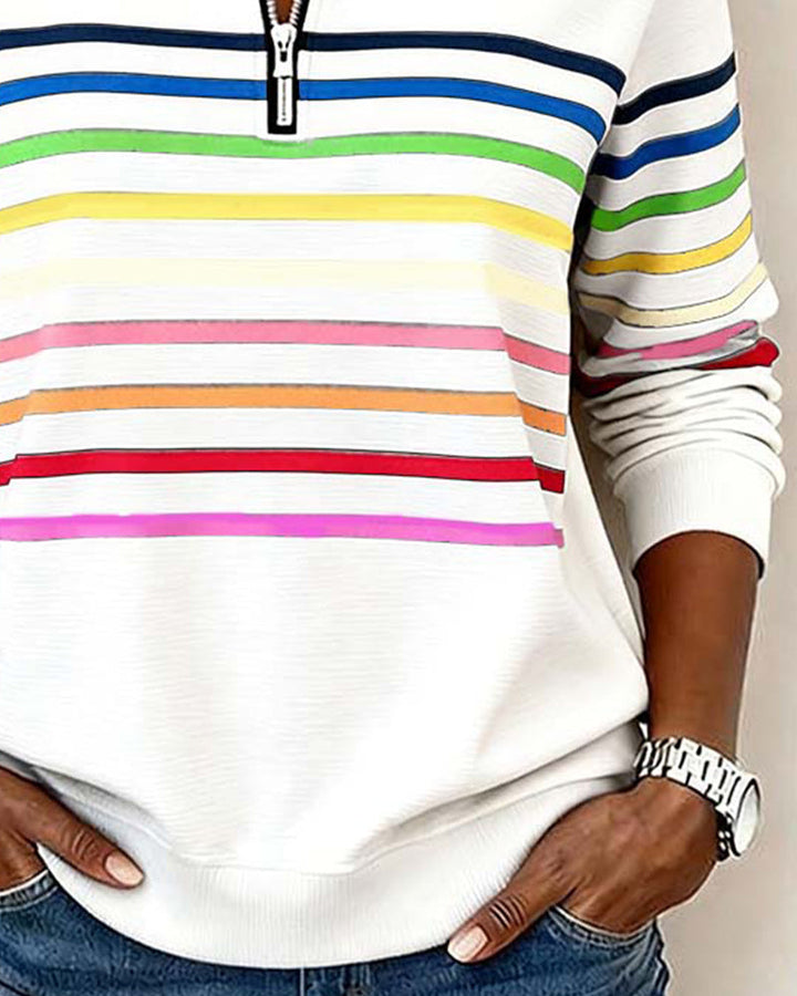Madison | Rainbow Stripe Half-Zip Sweatshirt
