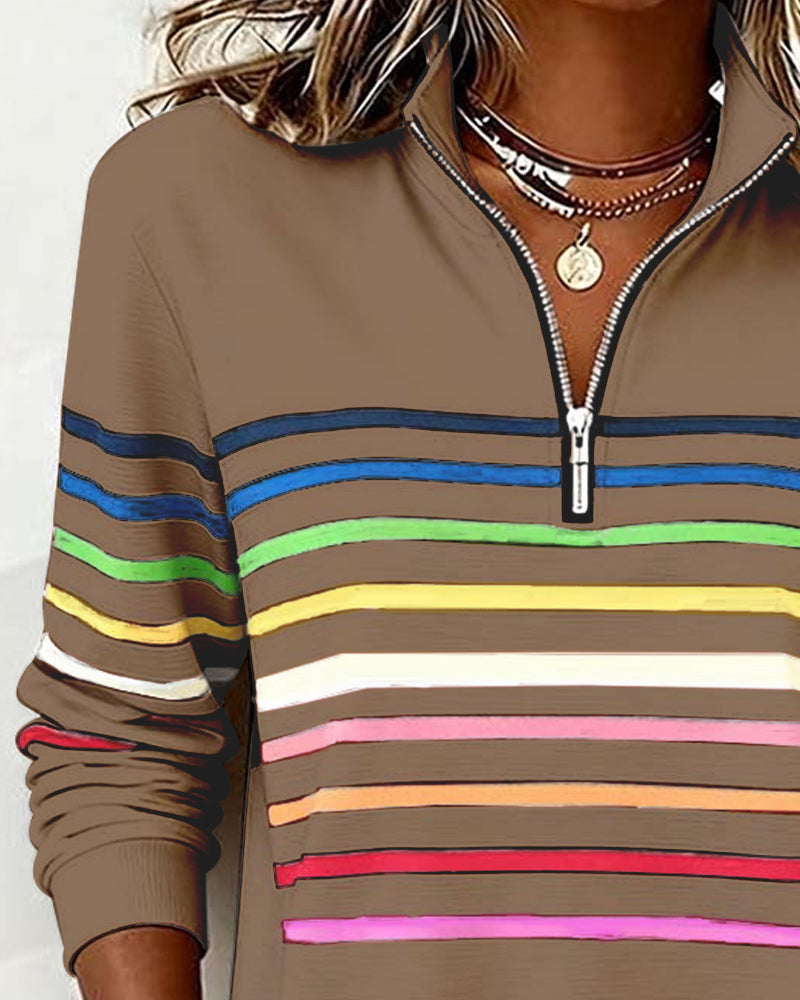 Madison | Rainbow Stripe Half-Zip Sweatshirt