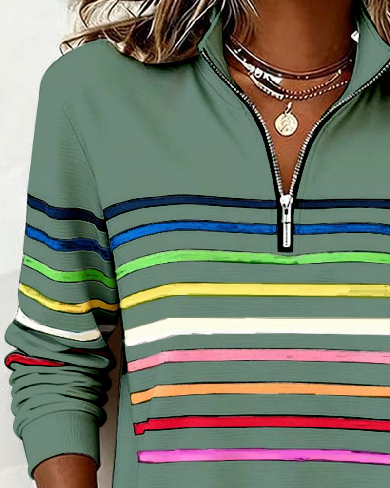 Madison | Rainbow Stripe Half-Zip Sweatshirt
