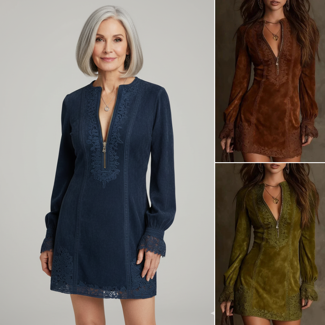 Isabella | Elegant Suede Lace Dress