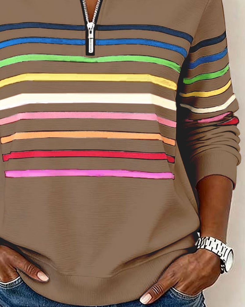 Madison | Rainbow Stripe Half-Zip Sweatshirt