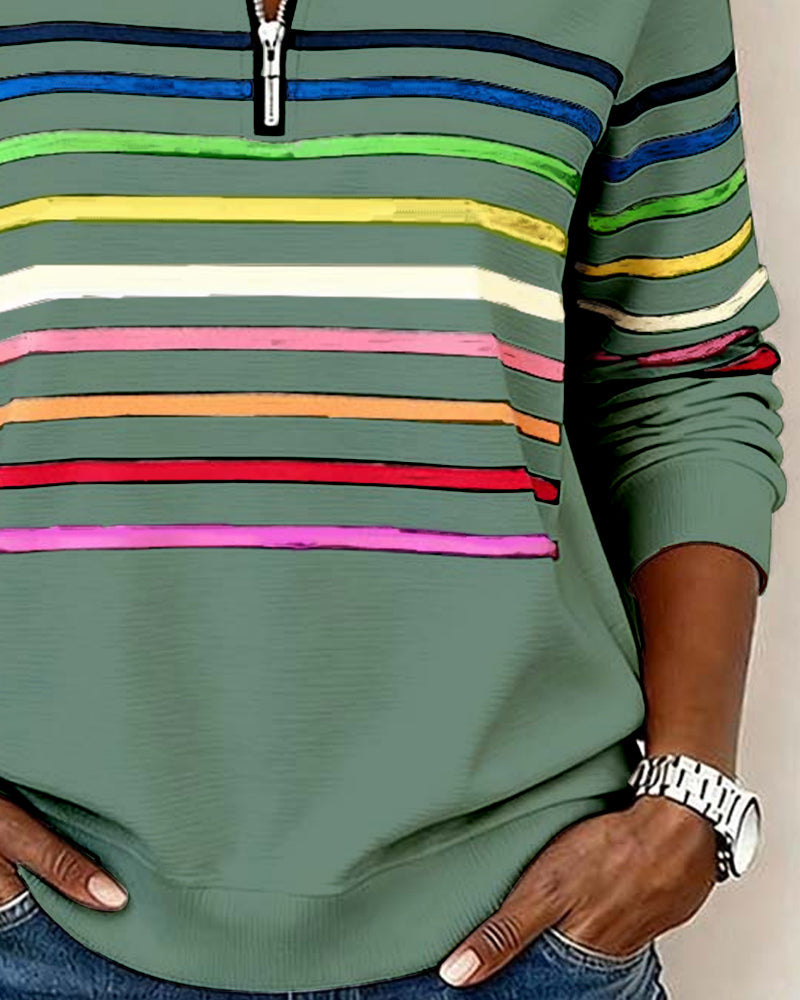 Madison | Rainbow Stripe Half-Zip Sweatshirt