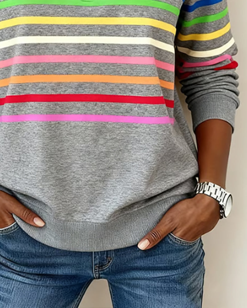 Madison | Rainbow Stripe Half-Zip Sweatshirt