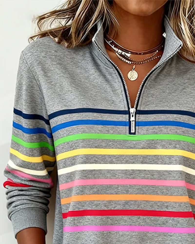 Madison | Rainbow Stripe Half-Zip Sweatshirt
