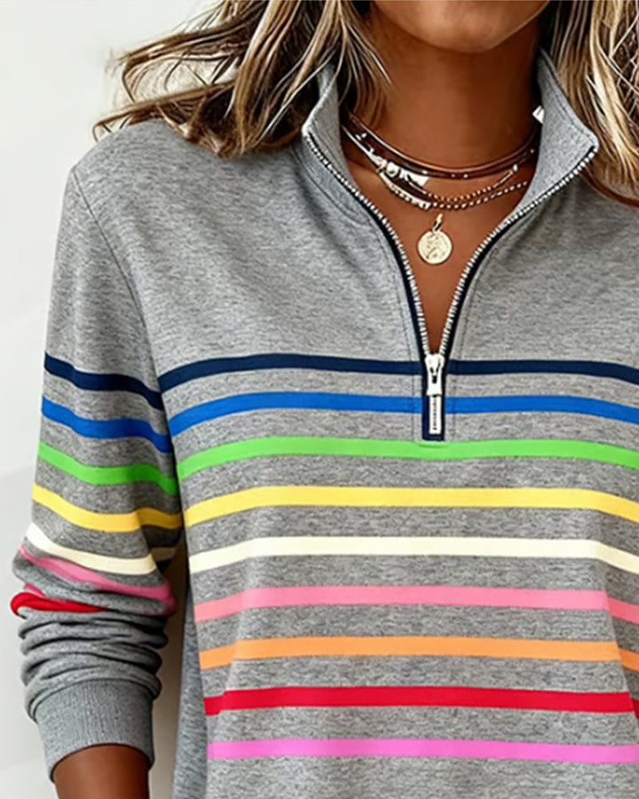 Madison | Rainbow Stripe Half-Zip Sweatshirt
