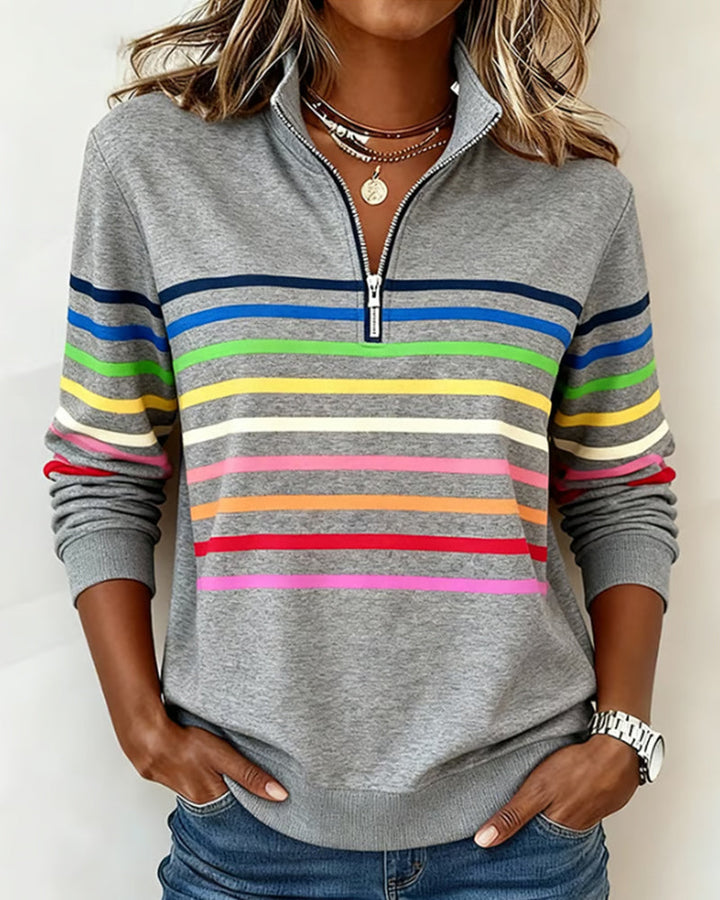 Madison | Rainbow Stripe Half-Zip Sweatshirt