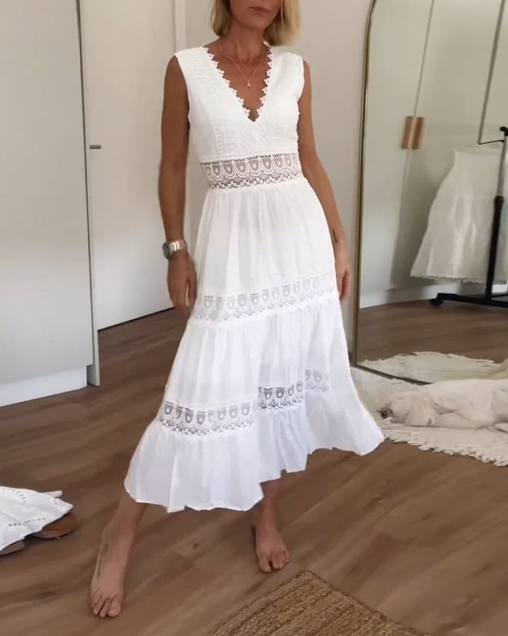 Emilia | Elegant Lace Dress with V-Neck