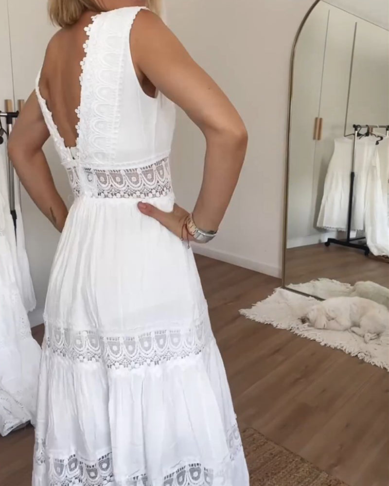 Emilia | Elegant Lace Dress with V-Neck