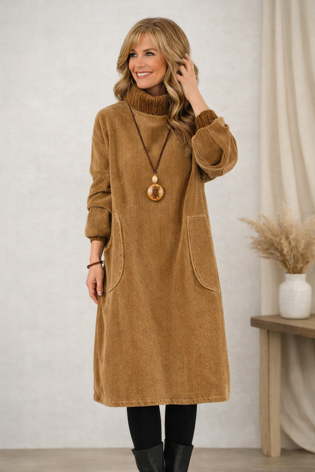 Sophie | Cozy Turtleneck Midi Dress