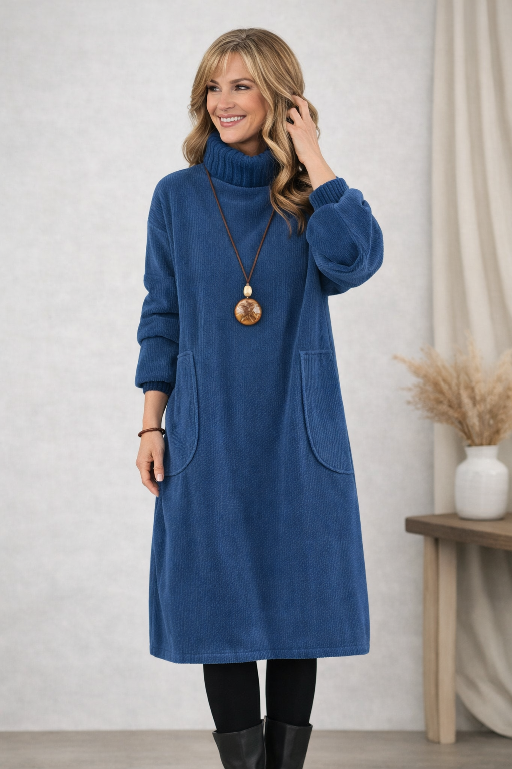 Sophie | Cozy Turtleneck Midi Dress