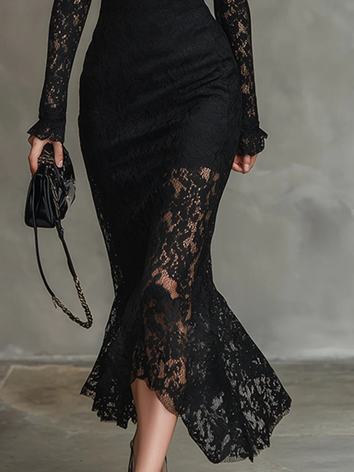 Madeleine | Elegant Lace Fishtail Maxi Dress