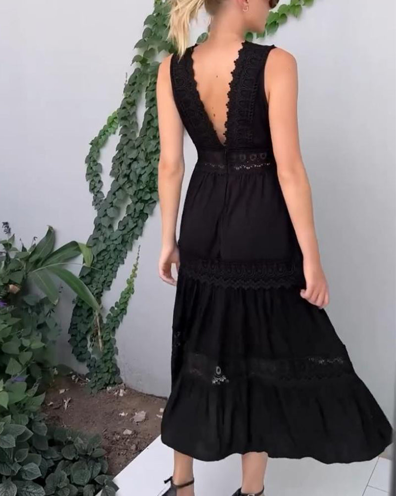 Emilia | Elegant Lace Dress with V-Neck