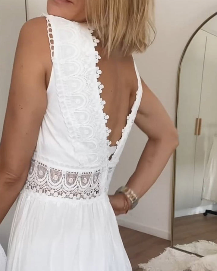 Emilia | Elegant Lace Dress with V-Neck